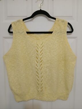 Vtg 90s Handknit Ladies 100% Cotton Summer Tank Top